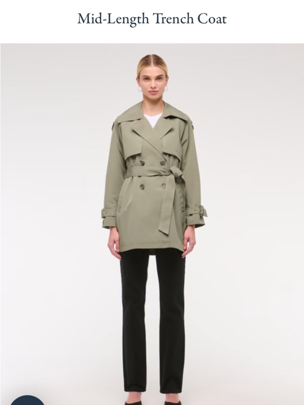 Abercrombie Women’s Mid-Length Trench Coat in Light Olive Green